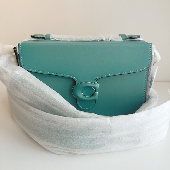 NWT Coach Tabby Box Bag in Glovetanned Leather Aquamarine Green CH750 Crossbody - Picture 3 of 11
